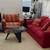 Red Sofa Bed and Plaid Chair 1 thumbnail