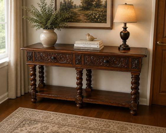 Solid Wood Carved Console Table 1