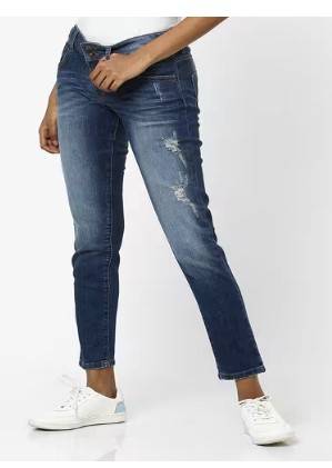 Washed  Distressed Slim Fit Jeans 1