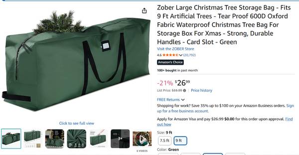 CHRISTMAS TREE STORAGE BAG 9 FT ARTIFICIAL TREE 1