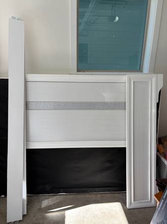 White full bed frame with box spring 1