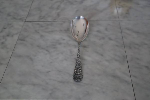 Vintage Stieff ROSE Repousse Sterling Silver 9" Serving Spoon (96 gram 1