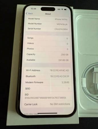 IPHONE 14 PRO 256GB - $600 (Nueva York)63470649199107123