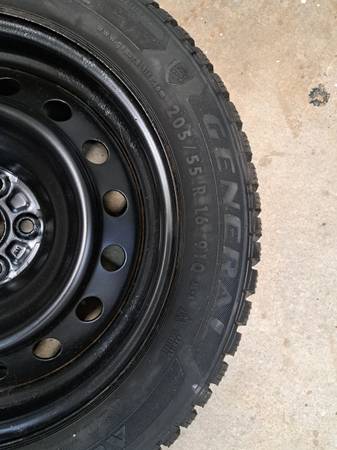 4-Used 205/55/R16 General Altimax Snow Tires & Rims 1