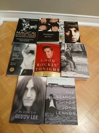 8 BOOKS - MUSIC BEATLES/ DOWNIE/ ELVIS / SPRINGSTEEN 1