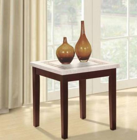 Ivory Marble-like Top End Table 1