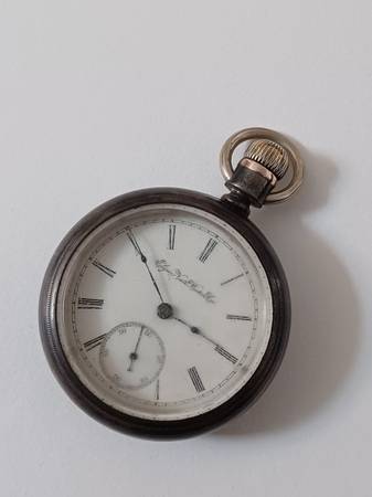 Elgin size 18 coin silver case antique pocket watch 1894. 1