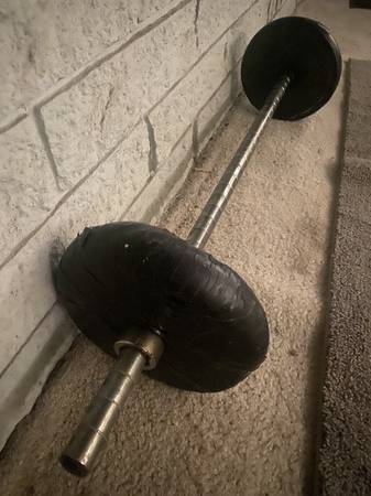 40 inch chrome barbell with weights and locks 1