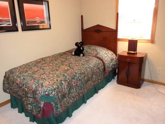 ** Solid Mahogany Twin Headboards, Chest and Night Table 1