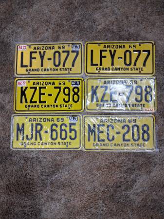 1969-1972 Arizona License Plate QTY 6 1