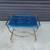 Vintage Mid Century Blue Tufted/ Gold Metal Frame Vanity Bench. 3 thumbnail
