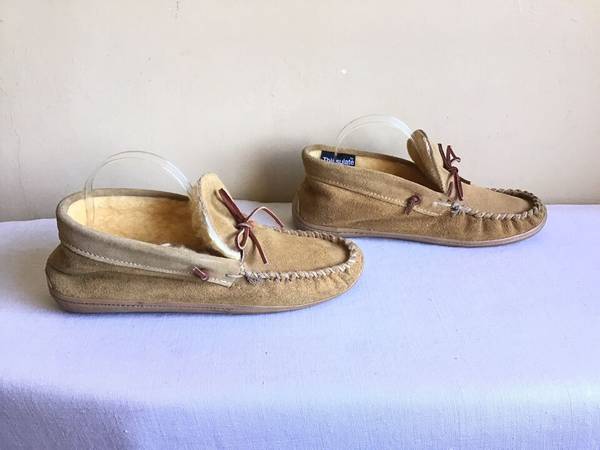👞 Cabela's Mens Suede Lined Moccasin Slippers (Sz 8, Ex. Condition) 1
