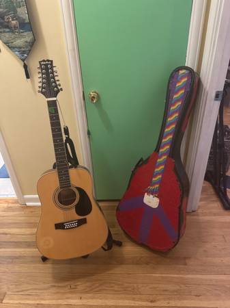 Mitchell acoustic eectric 12string guitar and unique case 1