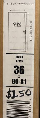 New 36x80 Larson storm door, full clear glass, brown 1