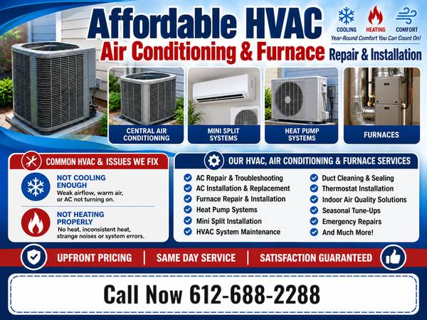 ➡️HVAC-FURNACE •MINI SPLITS •HEAT PUMPS •A/C •REPAIR & INSTALLATION 1