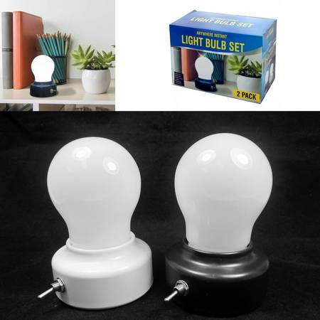 New 2 Light Bulb Set Portable Lamp Battery Operated Cool Touch Light 1
