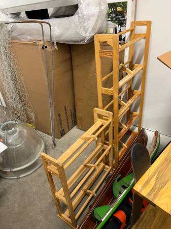 2 shoe racks short and tall wooden 1