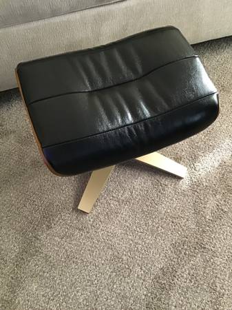 Black Leather footstool 1