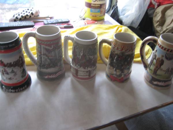 Budweiser & Miller Beer Steins 1