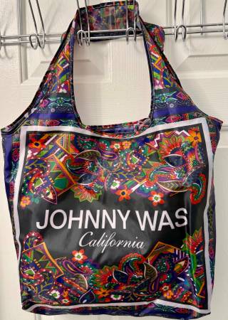 JOHNNY WAS NYLON REUSABLE SHOPPING TOTE BAG LIGHTWEIGHT, PAISLEY 1
