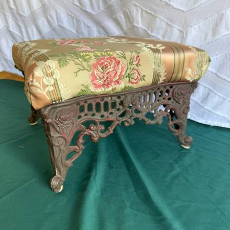 Heavy Duty CAST IRON Footstool has been recovered. HEAVY. EXCELLENT CONDITION    1