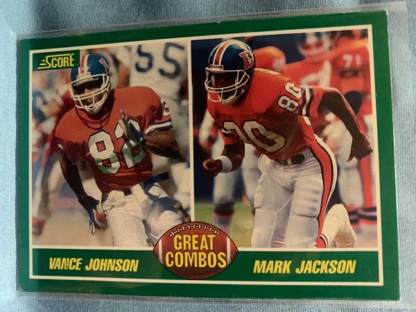 1989 Denver Broncos trading card - Vance Johnson & Mark Jackson 1