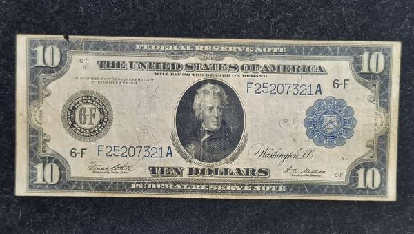 1913 Large Size $10 Blue Seal Federal Reserve Note 1