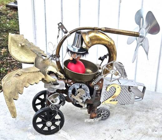 Steampunk Assemblage Sculpture Vintage Jay Garrison Found Object Large 1