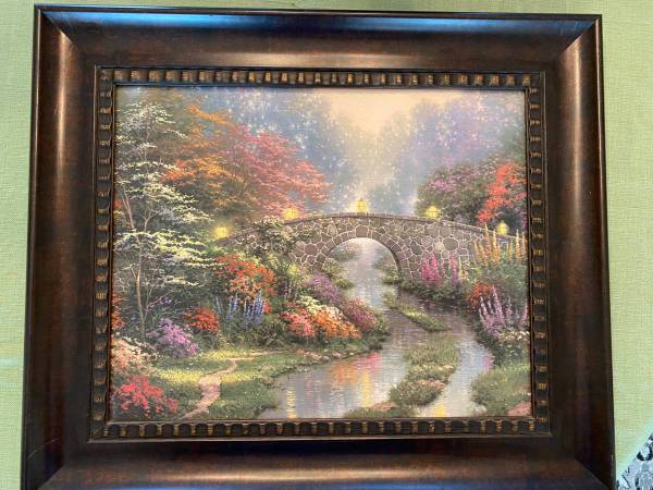 Thomas Kinkade Stillwater Bridge Hand Brushstroke Vignette Painting 1