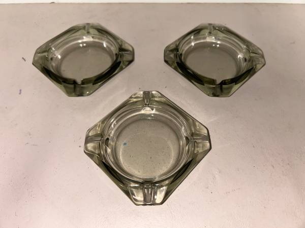 Lot of 3 Vintage Retro Smoke Glass Ash Trays 1
