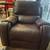 3 piece brown leather reclining living room set along with fireplace e 10 thumbnail