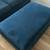 Blue velvet 88 inch loveseat with matching ottoman 2 thumbnail