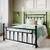 Queen Size Metal Platform Bed Frame with Victorian Vintage Headboard, Black 1 thumbnail