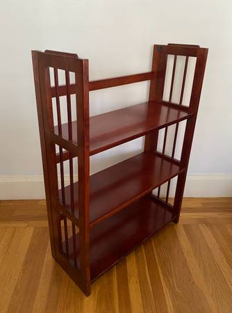 Mission Style Solid Mahogany Wooden Foldable Three Tier Shelf/ Bookcase 1