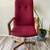 Scandinavian Mid Century Teak Red Upholstered Office Chair 2 thumbnail
