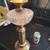 Vintage Brass and Glass Table Lamp with Pleated Shade 2 thumbnail