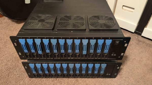 Two 12-Bay Hard Drive Storage Racks 1