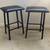 Bar Stools leather and metal 26" black set of 2 3 thumbnail