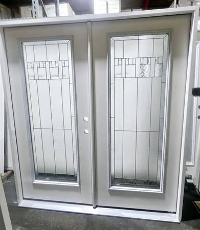 New 72" Full Deco Glass LH Inswing Fiberglass Exterior French Door 1