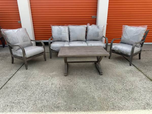 New 4pc outdoor patio furniture set high back thick cushion 1