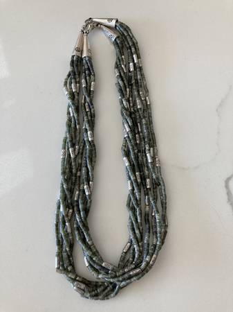 Set of two jadeite and silver bead necklaces 1