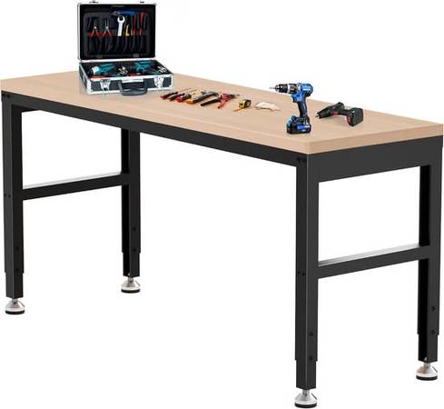 Antifir 60" x 24" Adjustable Workbench, Heavy Duty Wood Workstation 1