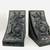Set of Vintage Carved Black Marble Bookends with Flower Motif 2 thumbnail