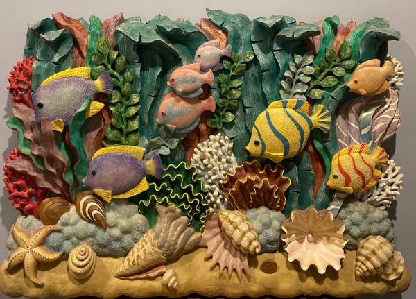 MC Vintage Sculpture Carvings Sea Ocean Frieze Relief Wall Art 1