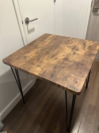 Rustic square table with hairpin legs 1
