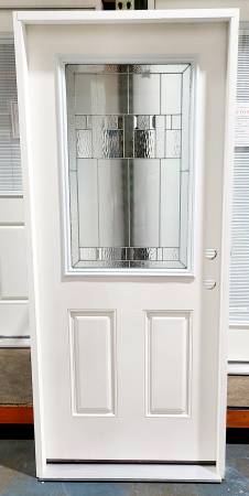 New 34" 1/2 Deco Glass LH Inswing Fiberglass Exterior Entry Door 1
