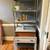 Modern bookcase, chrome frame + light gray wood shelves 2 thumbnail