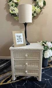 Nice White Ratan Nightstand-PRICE REDUCED! 1
