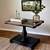 Refinished Solid Wood Pedestal Accent Table w/ Green Leather Top 1 thumbnail