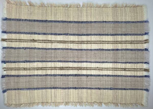 Handwoven Rectangular Placemats with Indigo Ticking, Set of Four (4) 1